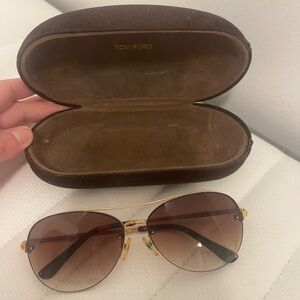 Tom Ford Gold Metal Frame Sunglasses with Brown Gradient Lenses